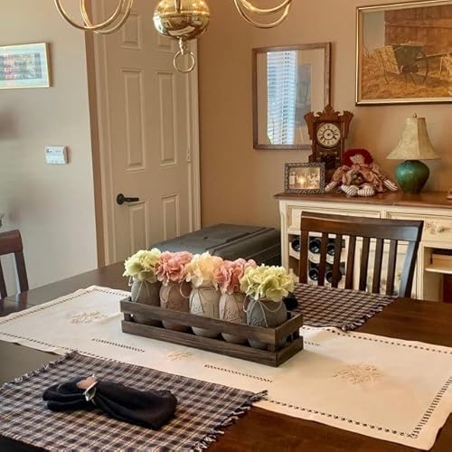 Decorative Flowers Mason Jar Farmhouse Decor Hydrangea Dining Table Decor Dining Table Centerpieces With Wooden Long Tray Rustic Farmhouse Home Decor Living Room Kitchen Dining Table Decor (B) #TOP3