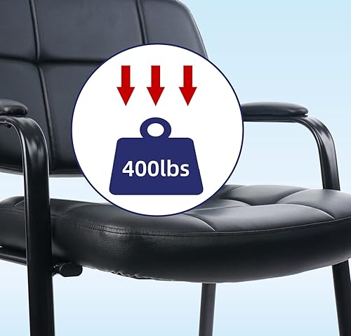 Miniatura 6 de CLATINA Silla grande y alta para invitados de oficina, 400 libras con respaldo acolchado de cuero regenerado, asiento ancho, silla de recepción,
