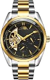 Zentavi Tourbillon Moon Phase Automatic, Watches for Men Mechanical Water Resistant, with Shock Resistant (Gold Black) (Silver-Gold)