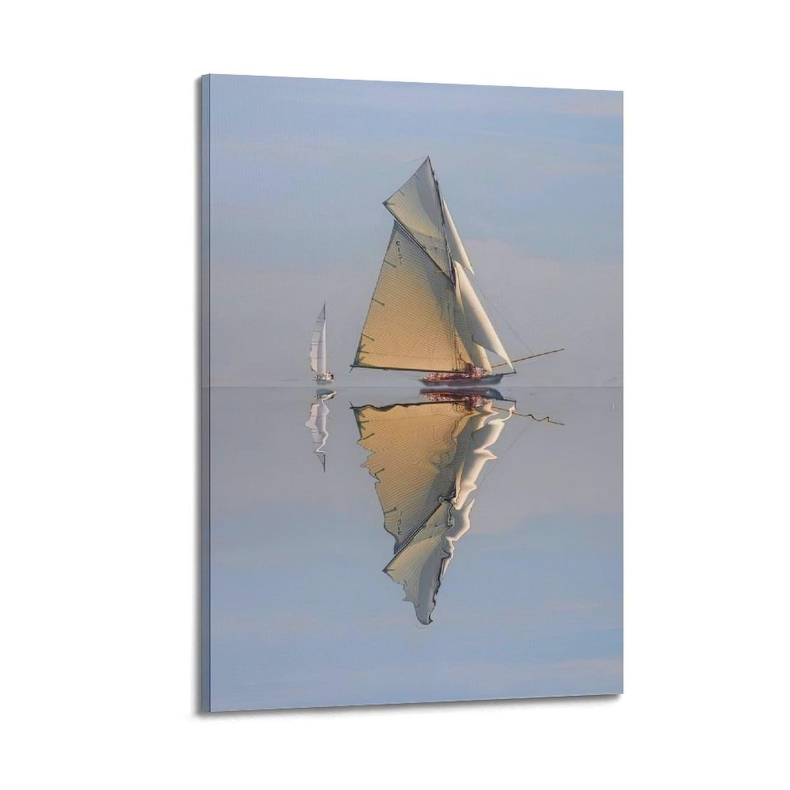 OKAHYS Vintage Sailboat Art Poster Mirror Aesthetics Artwork Decorative Painting Canvas Wall Artworks Picture 24x36inch(60x90cm)