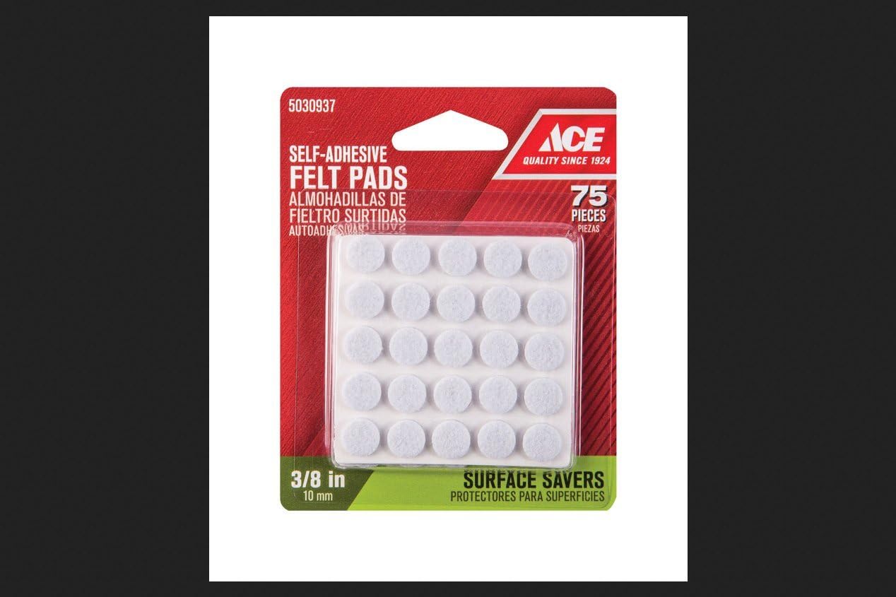 3/8" Round Felt Pads White Furniture Pads