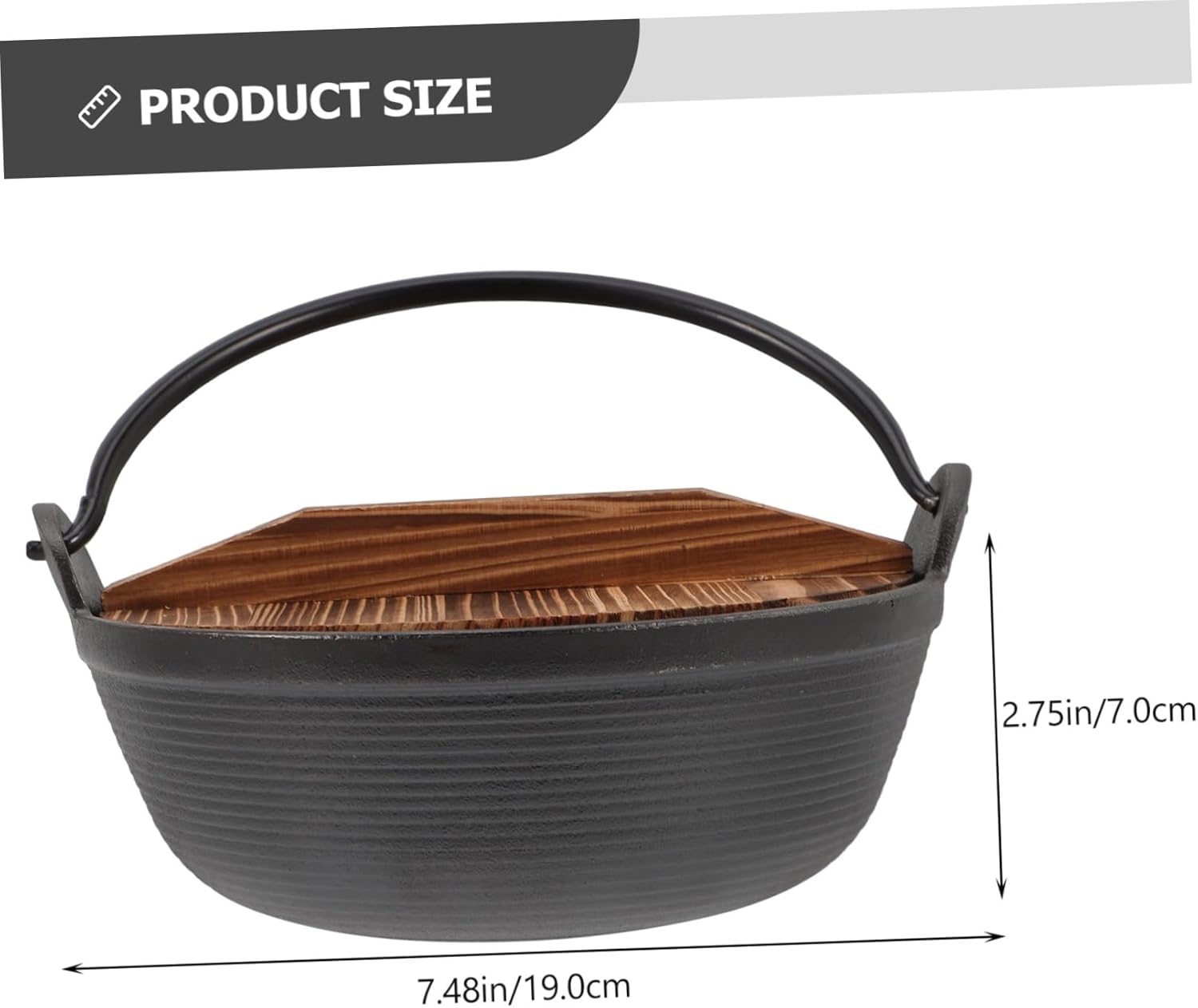 VICASKY Cast Iron Braised Chicken Rice Pot High Temperature Resistant Uncoated Soup Stewpot with Lid for Home and Outdoor Cooking