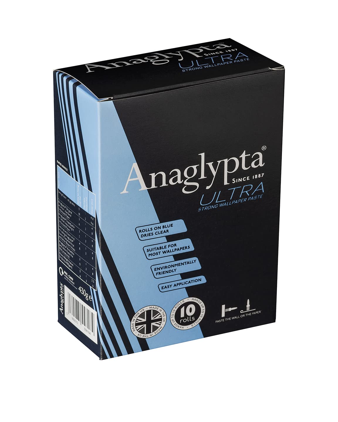 Anaglypta® ULTRA Strong Wallpaper Paste - 10 Roll Box - Rolls on BLUE, Dries CLEAR for Easy Application