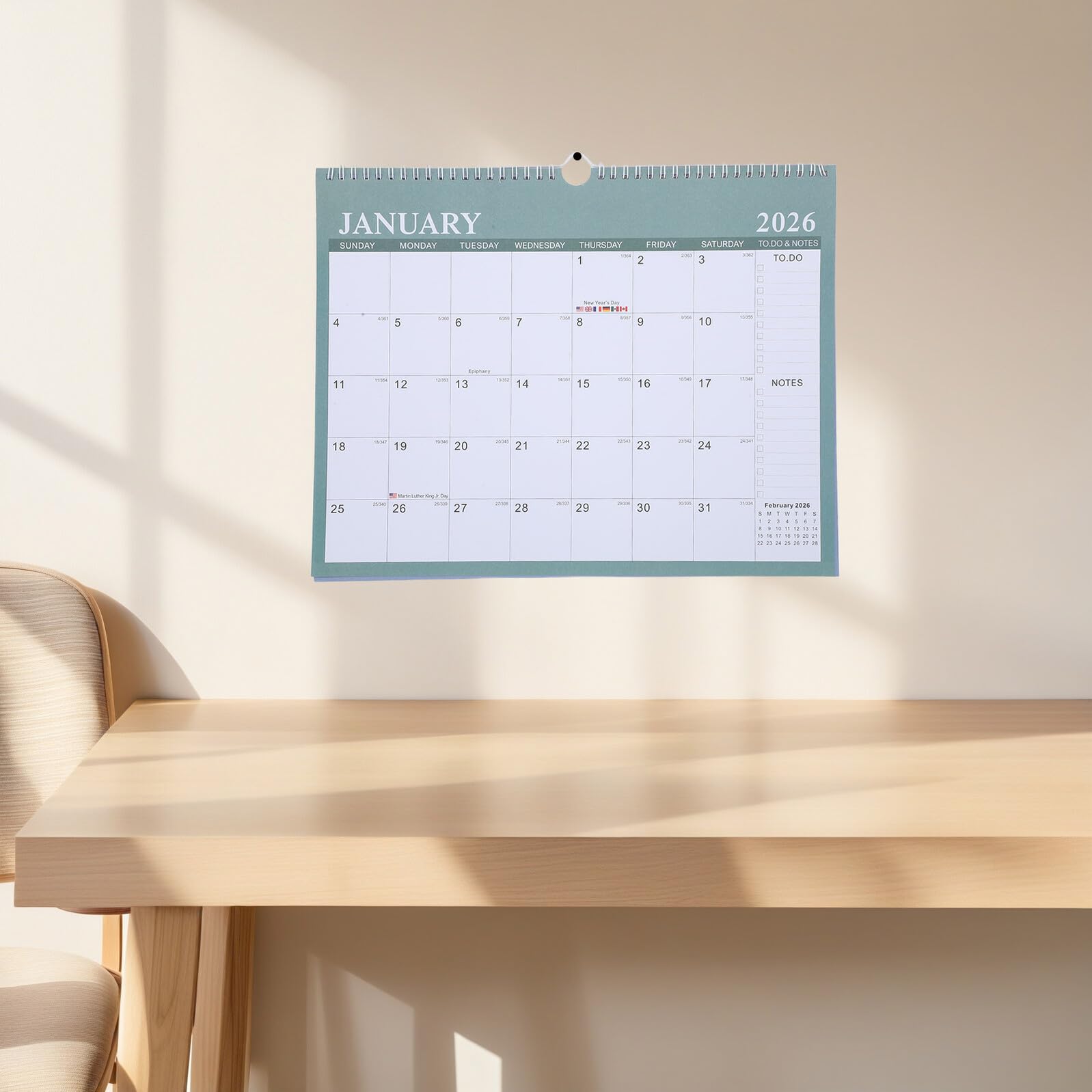 Gatuida Großer Monatswandkalender Monate Wandplaner mit Internationalen Feiertagen Eleganter Querformat Kalender für Büro Schule Home Office Organizer