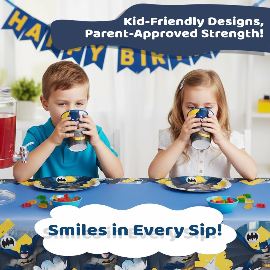 Unique Batman 12 Pack 16 oz Plastic Reusable Favor Cups – Birthday Party Supplies, Goodie Bag Favors, Kids’ Drinkware & Take-Home Gifts