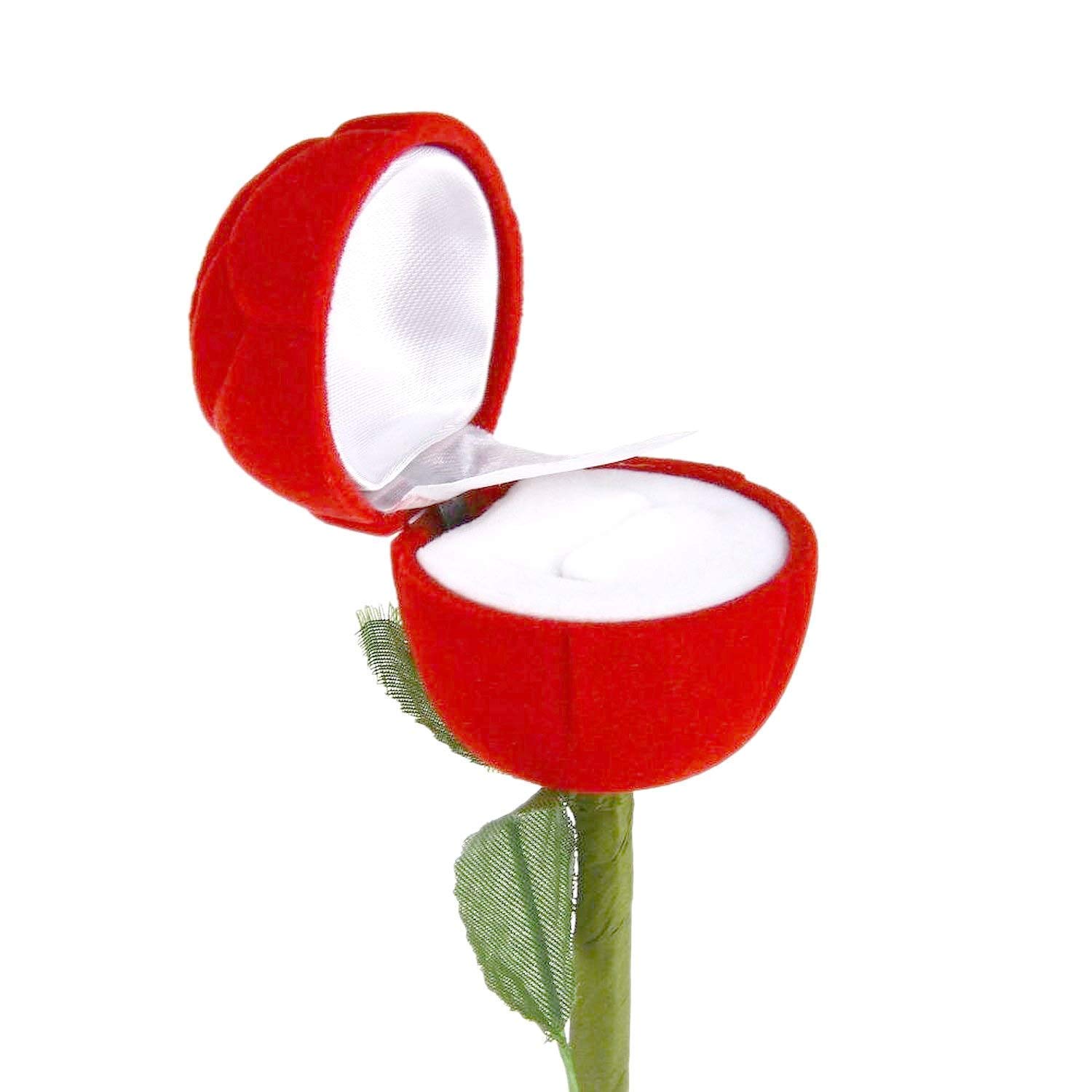 The Decor AffairThe Decor Affair Wood Jewel Ring Box, Red Velvet Rose Vanity Box (Without Ring) for Valentine's Day Gift Propose, Rose Day, Marriage Ceremony, Engagement.