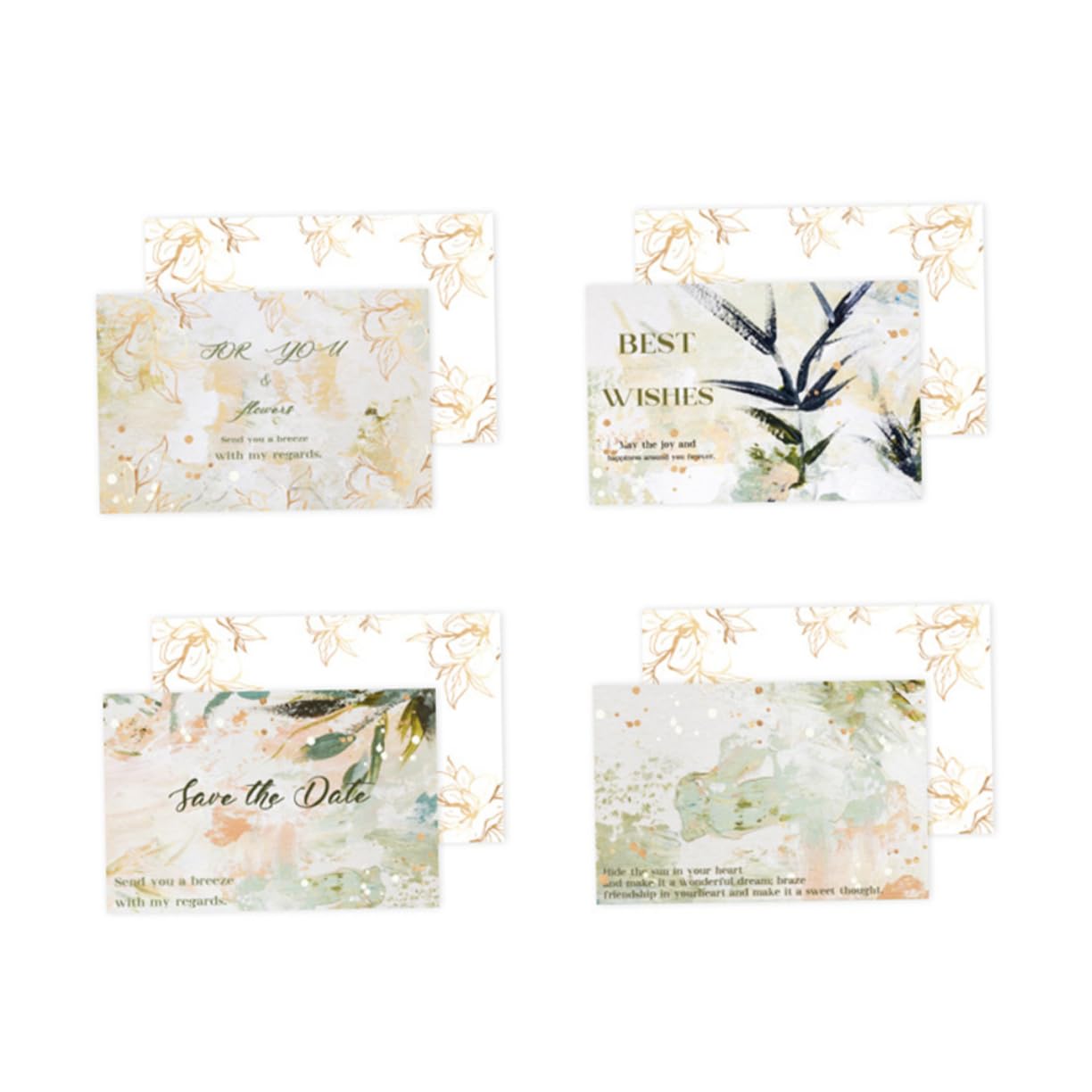 STOBOK 48sätze Teiliges Goldene Grußkarten Mit Umschlägen Glückwunsch Und Botschaftskarten Für Hochzeiten Und Jubiläen Zufällige Designs