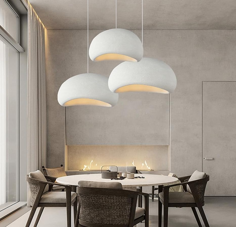 Dopa Dopastore Lampadario a Sospensione Attacco E27 Design Moderno Stile Minimal Lampadario Wabi Sabi 40/50/60CM Portalampada Bianco da Interno IP20 (40 CM)