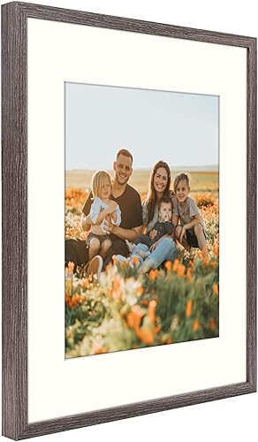 Miniatura 5 de Golden State Art, Marco rústico gris de 16 x 20 pulgadas, tapete marfil para fotos de 11 x 14 pulgadas, ganchos de dientes de sierra para exhibición