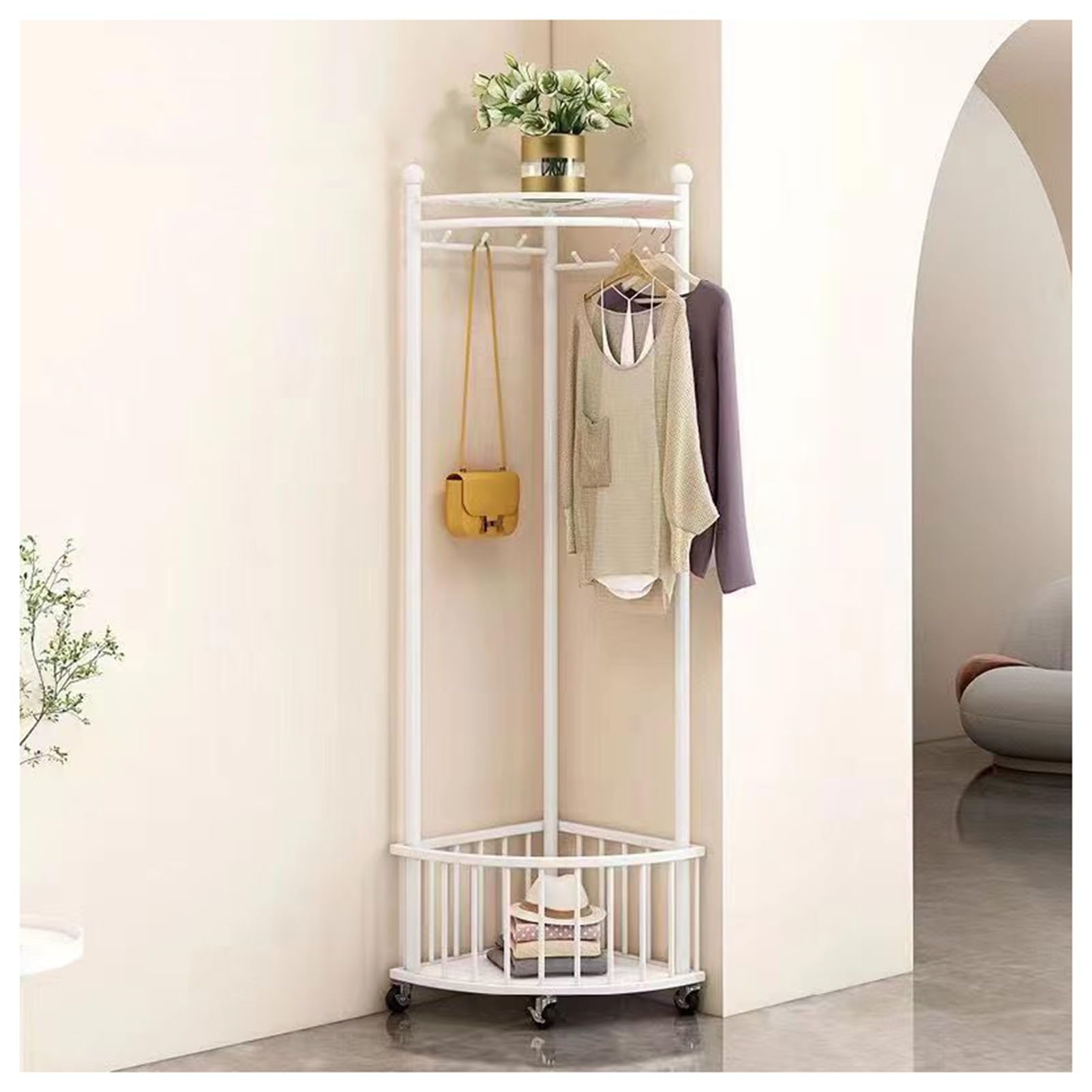 Porte-manteau d'angle blanc au design épuré pour vestiaire moderne