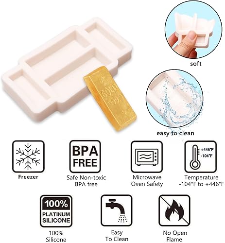 Miniatura 3 de Moldes de silicona dorados, decoración de pastel dorado, moldes de chocolate para fiesta de cumpleaños, decoración de cupcakes, arcilla polimérica