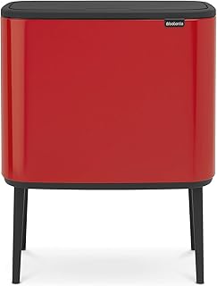 Brabantia Bo Touch Bin Prullenbak 3 x 11L - Recycling - 3 Kunststof Binnenemmers - Passion Red