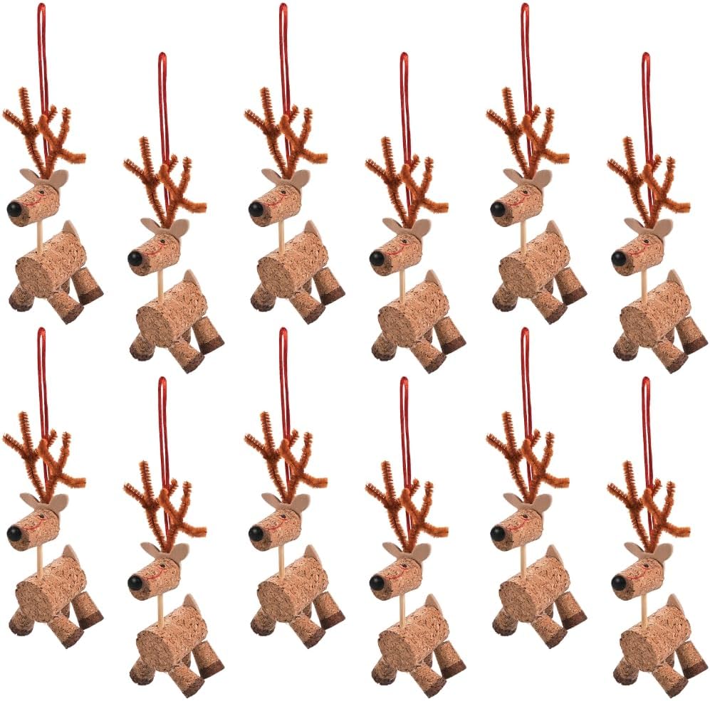 Fun Express Cork Reindeer Christmas Ornament Craft Kits - Makes 12 DIY Christmas Ornaments for Kids Holiday Crafts & Activities | Easy Christmas Craft Supplies for Ages 5+ with Pre-Packaged Materials