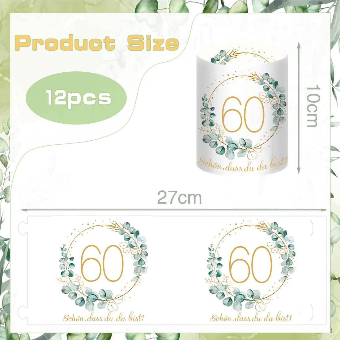 Photophores Décoratifs de Table pour 60 Ans, Lot de 12 Lanternes Bougies Anniversaire