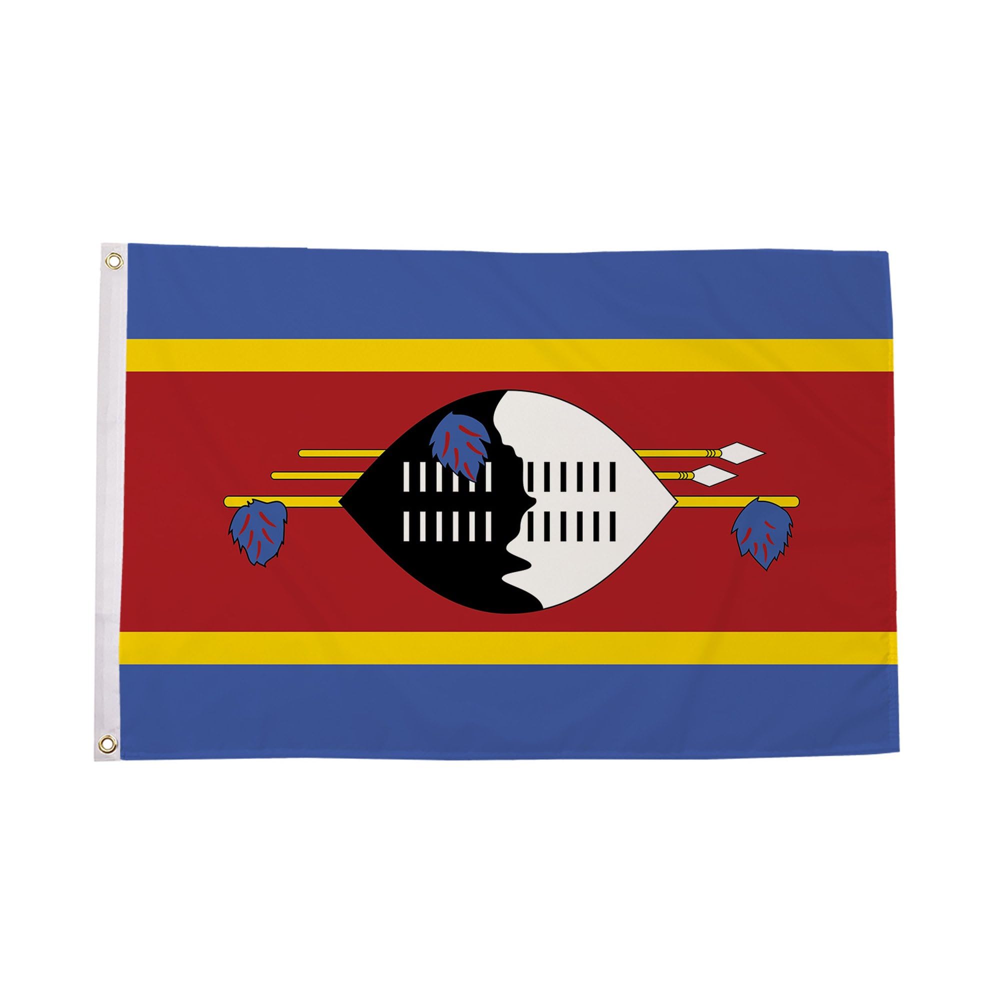 Flagtex Eswatini Swaziland Large Flag 8ft x 5ft Premium African National Flag Blue Yellow Red Shield Spears Fade Resistant Polyester Double Stitched Reinforced 240cm x 150cm Outdoor Banner Display โ image 1