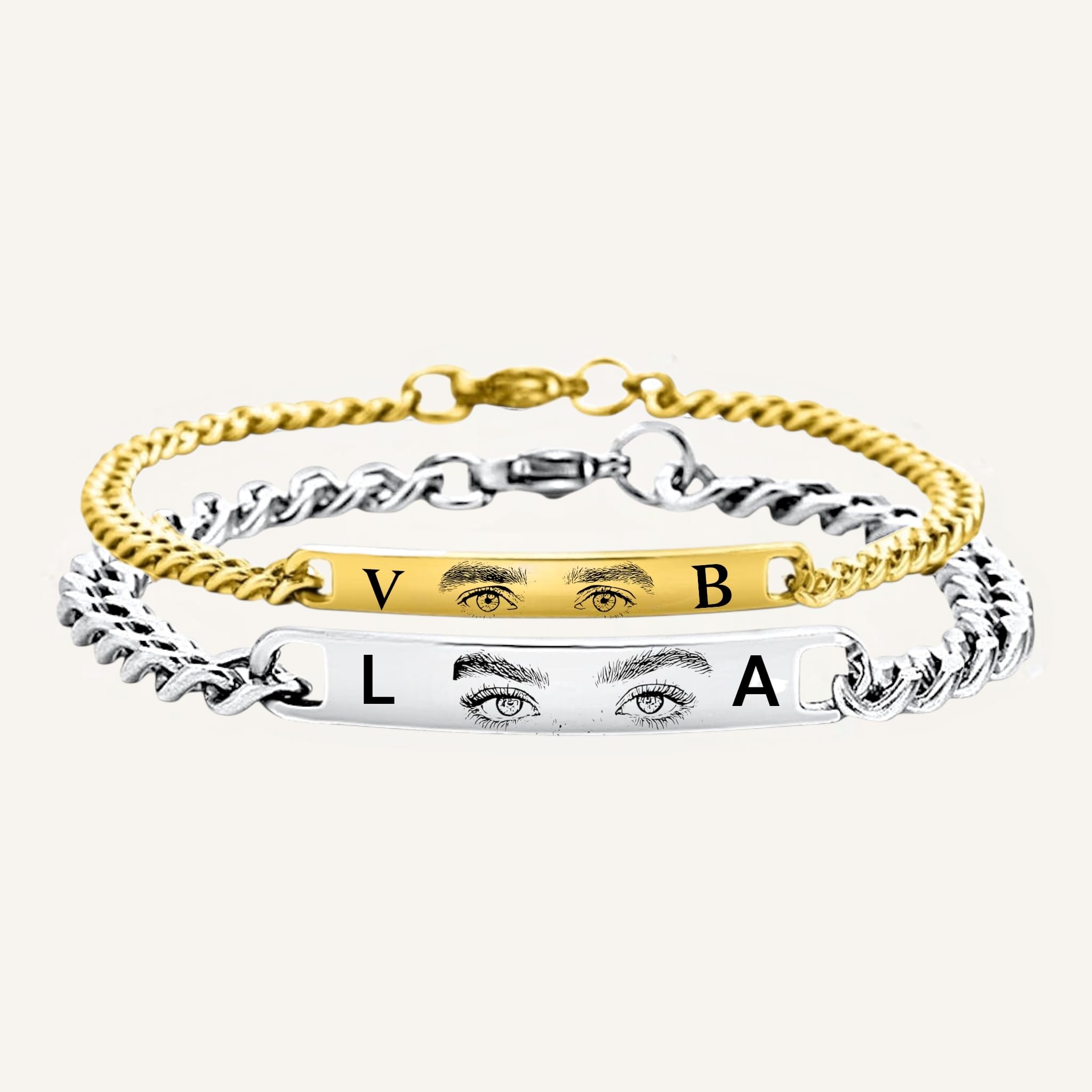 Augen Partnerarmbänder | Armbänder Für Paare | Personalisierte Armbänder | Ketten | Einzigartiges Geschenk | Armband mit Gravur