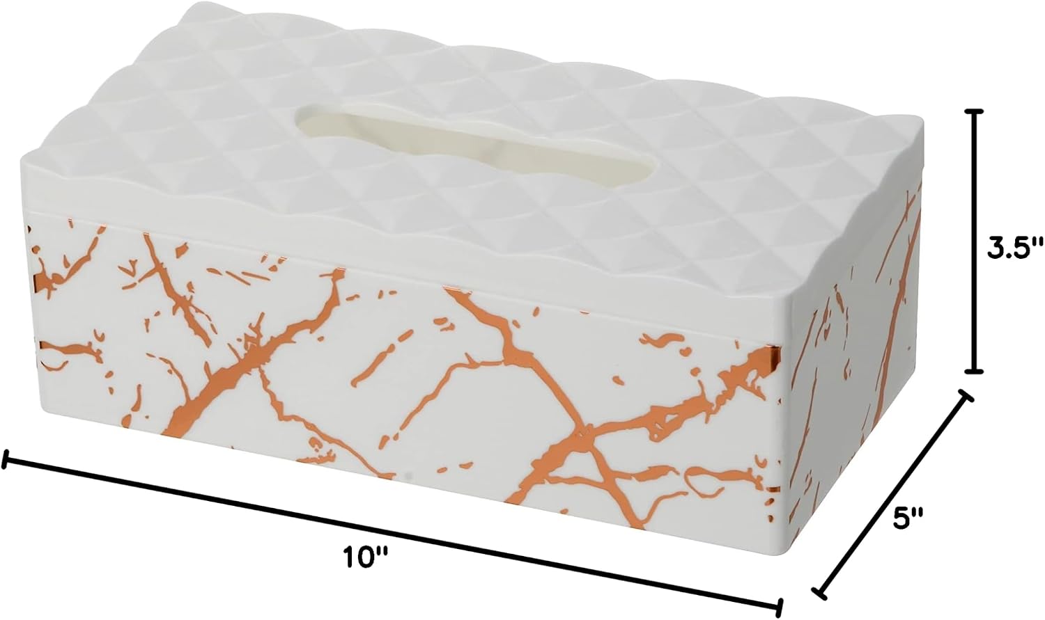 YBM HOME Tissue Paper Box Made of White w/Gold Elegant Marble Printing, 1236