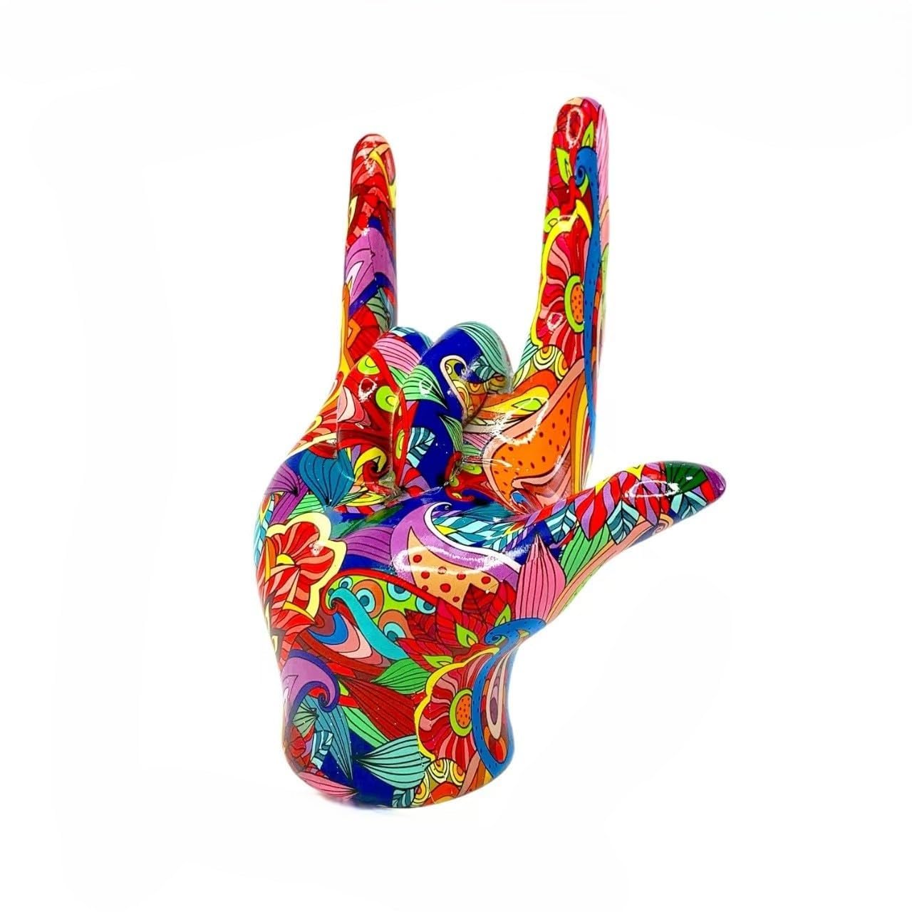YUZDNM Creative Decorative Colorful Hand Gesture Sculpture, Resin，I Love You Sign Language Decor, Vibrant Abstract Art, 3 Colors to Choose from(#b)