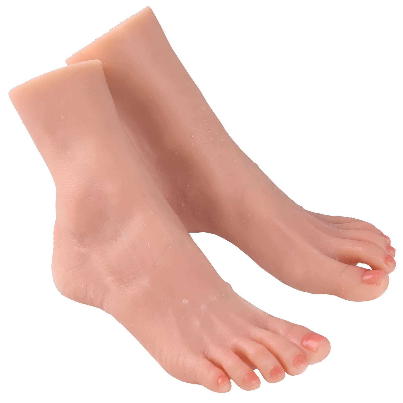 Silikon Fußmodell Realistisch Künstlich Mannequin für Schuhanzeige Socken Fußkette Schmuck Hausschuhe Display Fußfetisch Kunstsammlung (1 Paar Weibliche Größe 36EU Füße, Beige)