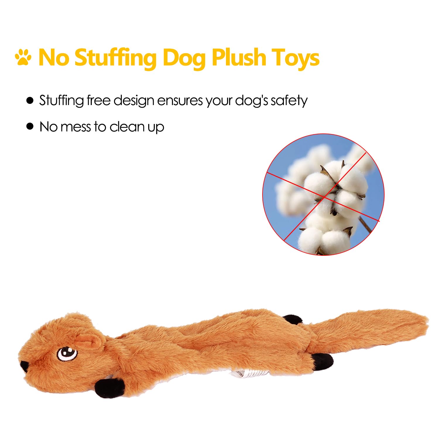 Aipper Dog Squeak Toys 5 Pack,No Stuffing Plush Dogs Chew Toys for Small Medium Large Breed Chewer Squeaky Toys Durable Puppy Teething Toys Stuffless Puppy Toys for Boredom