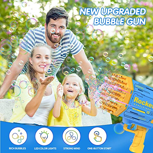 Bubble Gun, 69 Holes Rocket Launcher Bubble Machine With Colorful Lights, Bubble Blaster Gun For Kids Adults, Best Bubble Blower Machine For Outdoor Indoor Wedding Birthday Party(Blue) #TOP1