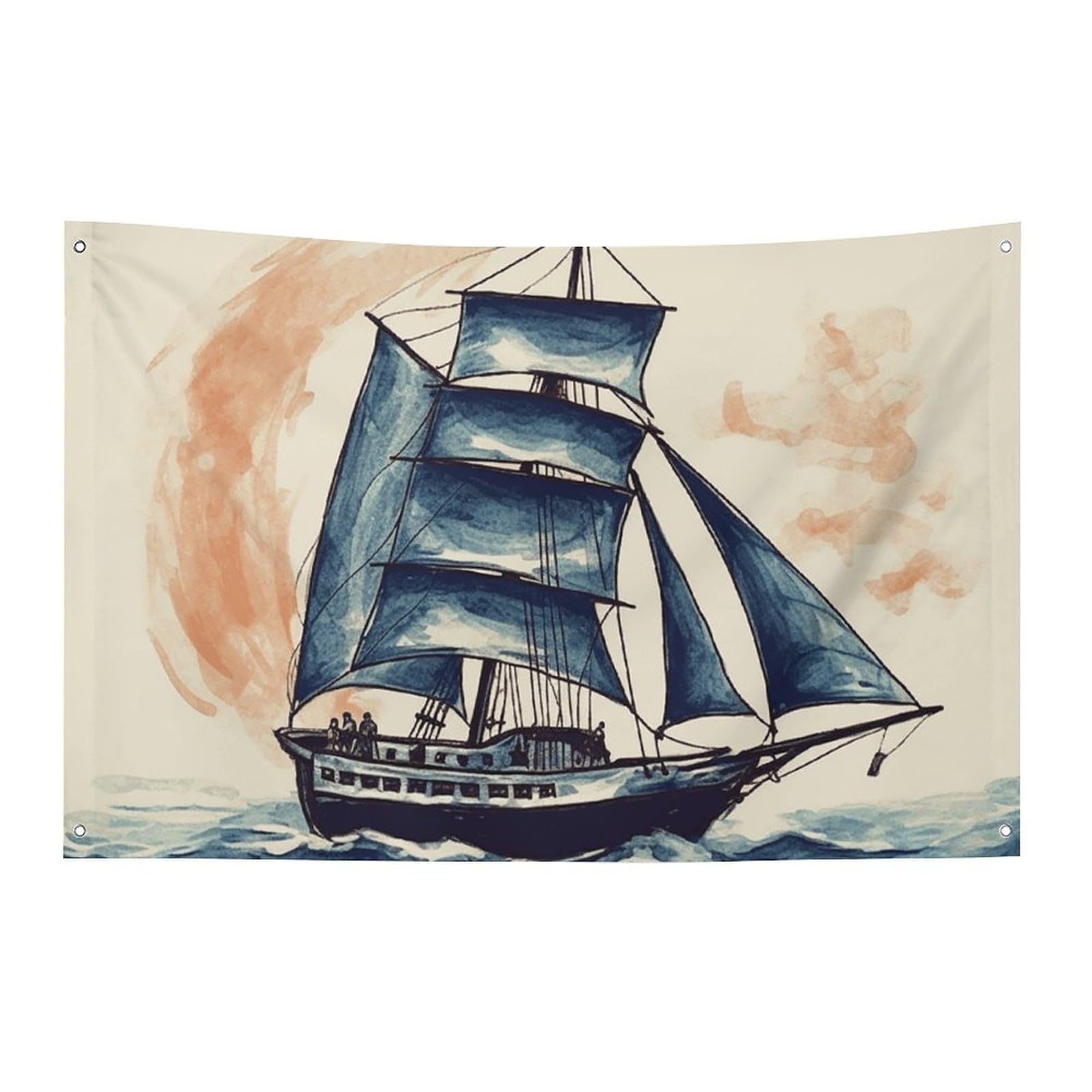 Banner Party Decor Flag Nautical Sailboat Photography Backdrop Background Flag Decorations Birthday Party Photo Booth Banners Wall Decor Banner Sign Photo Props 35x59 in Flags