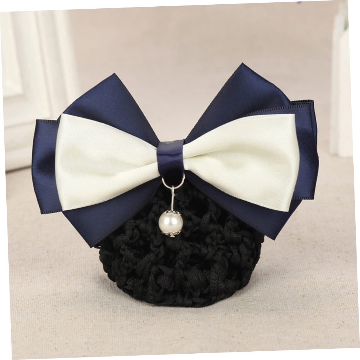 FRCOLOR 9pezzi Fermaglio Per Rete Con Fiocco Di Elastico Per Donne Per Ufficio e Occasioni Speciali Pizzo Con Perle Blu Con Strass
