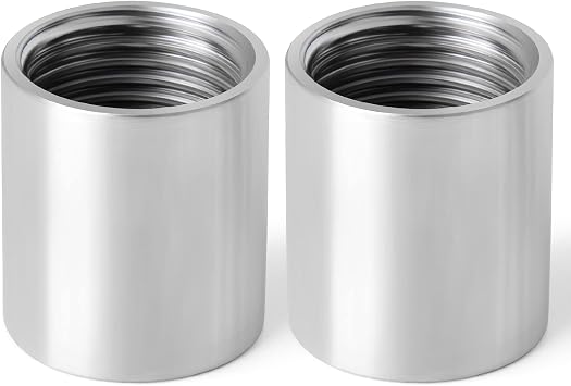 2Pcs SS304 1/2" Female BSP Threaded Straight Coupling Fitting | Equal female threaded sleeves, straight pipe extending, airtight tight seals, suitable for fluid pipeline connection