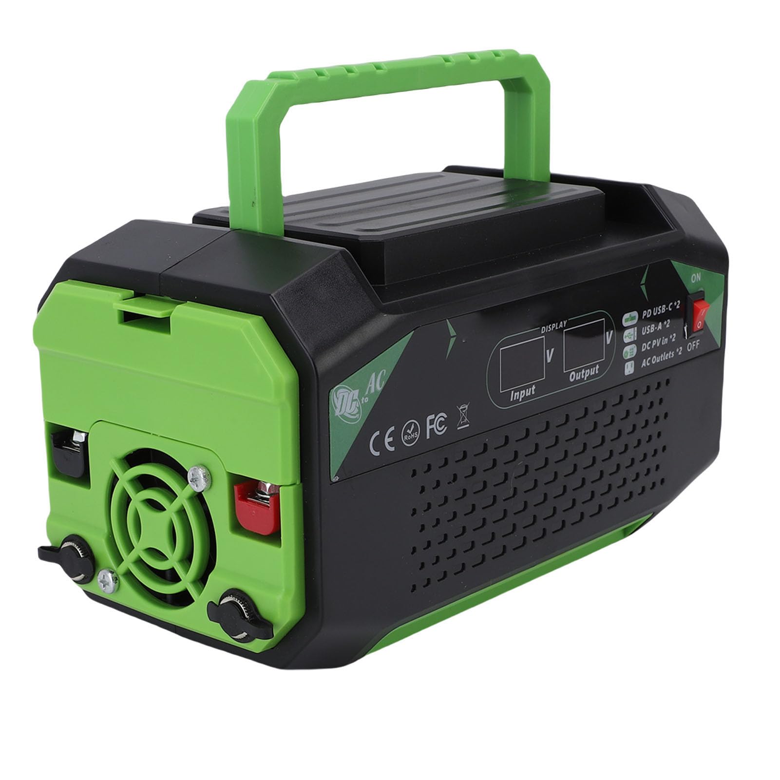 Pongnas Przetwornica Samochodowa 500 W Przetwornica Napięcia 12 V DC na 220 V AC z Wyświetlaczem Cyfrowym, 2 Gniazdami USB-A + 2 + AC do Laptopa Telefon Lodówka CPAP – 1000 W, wydajność ponad 90%