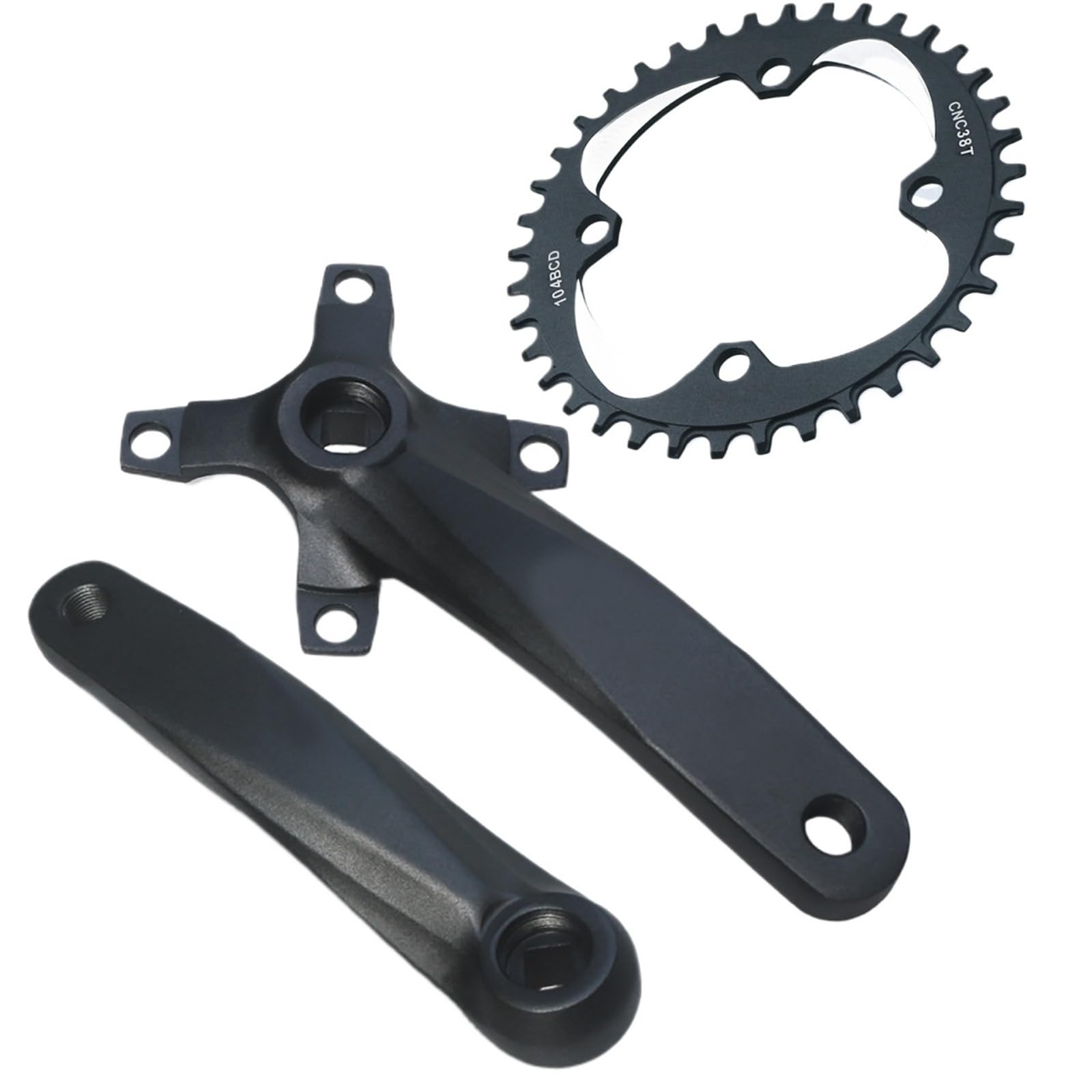 Czarna zębatka korbowa MTB 104BCD z kwadratowym otworem 32-42T - 152/165/170 mm ramiona korbowe wąskie szerokie koło łańcuchowe/589 (38T zestaw korbowy, 170 mm)