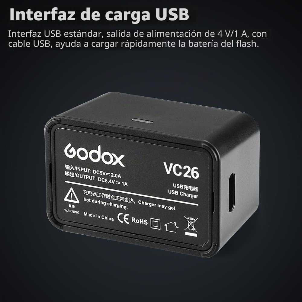 GODOX Batería V1 VB26 VB26A VB26B Li-ion V1S V1N V1C V1F V1O V1 Flash y V860III V860III-S V860III-C V860III-N V860III-O V860III-F V850III AD100PRO
