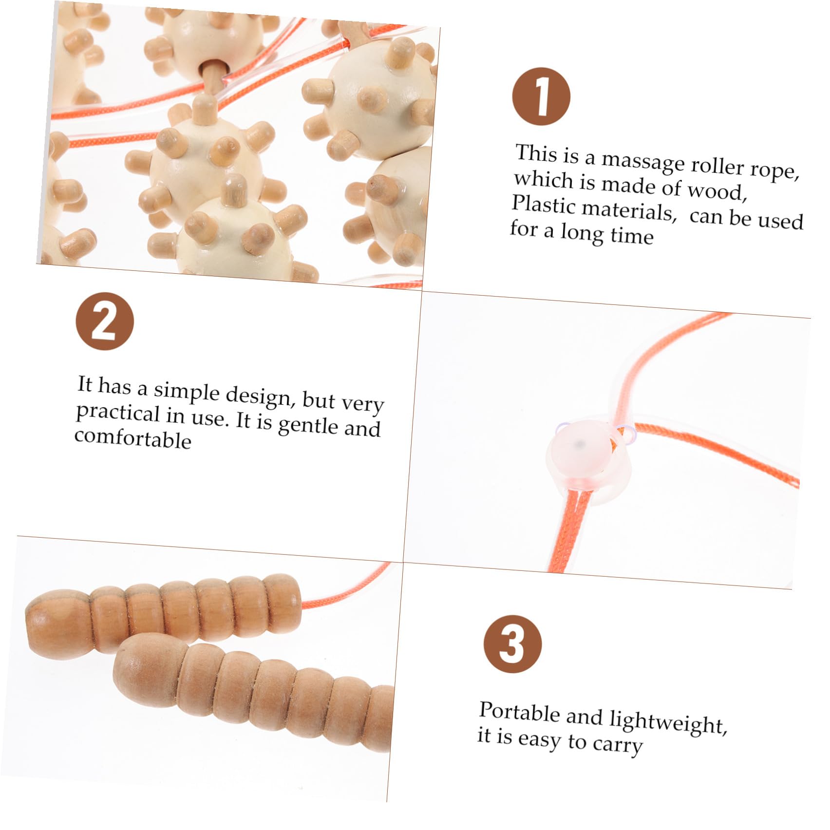 Masajeador de Espalda de Mano Rodillo de Madera y Plástico | Práctico para Hogar, Brazos y Músculos, Uso tras Ejercicio y Yoga, Cómodo y Portátil