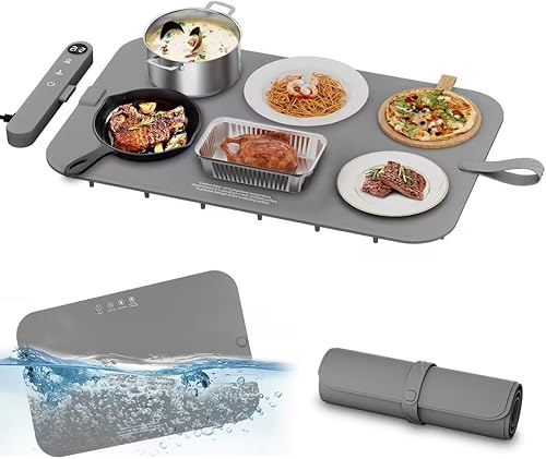 Tapete de calentamiento de alimentos de grafeno mejorado para encimera, calefacción de superficie completa, bandeja de calentamiento eléctrica