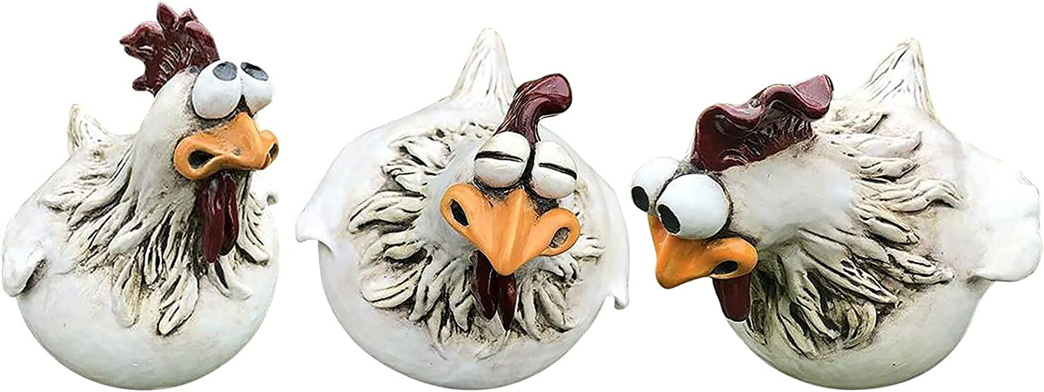 Gartendeko Huhn Gartenstecker, Hühner Deko Garten, Outdoor Garten Gartendeko Hinterhof Rasen Pfähle Huhn Gartenstecker Henne Hahn Henne Vogel Seitensitz Indoor (3 Stück)