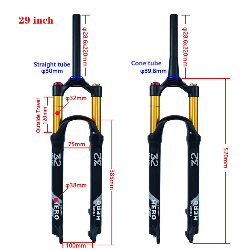 Amazon.com: MTB Suspension Fork, Axis 9x100mm QR 1-1/8