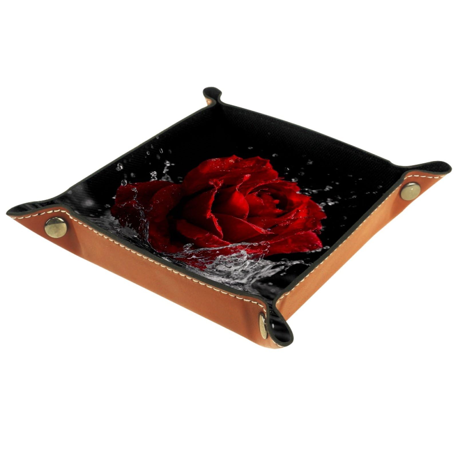 VAPOKF Rose Portable Folding Dice Rolling Tray, Microfiber Leather Dice Holder for Dice Games Like RPG, DND and Other Table Games