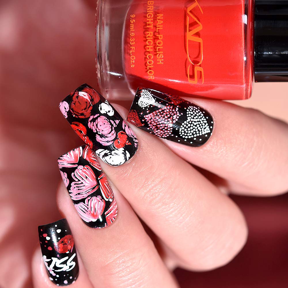 KADS - Stencil per nail art fai da te motivo cuori, amore (FE014)