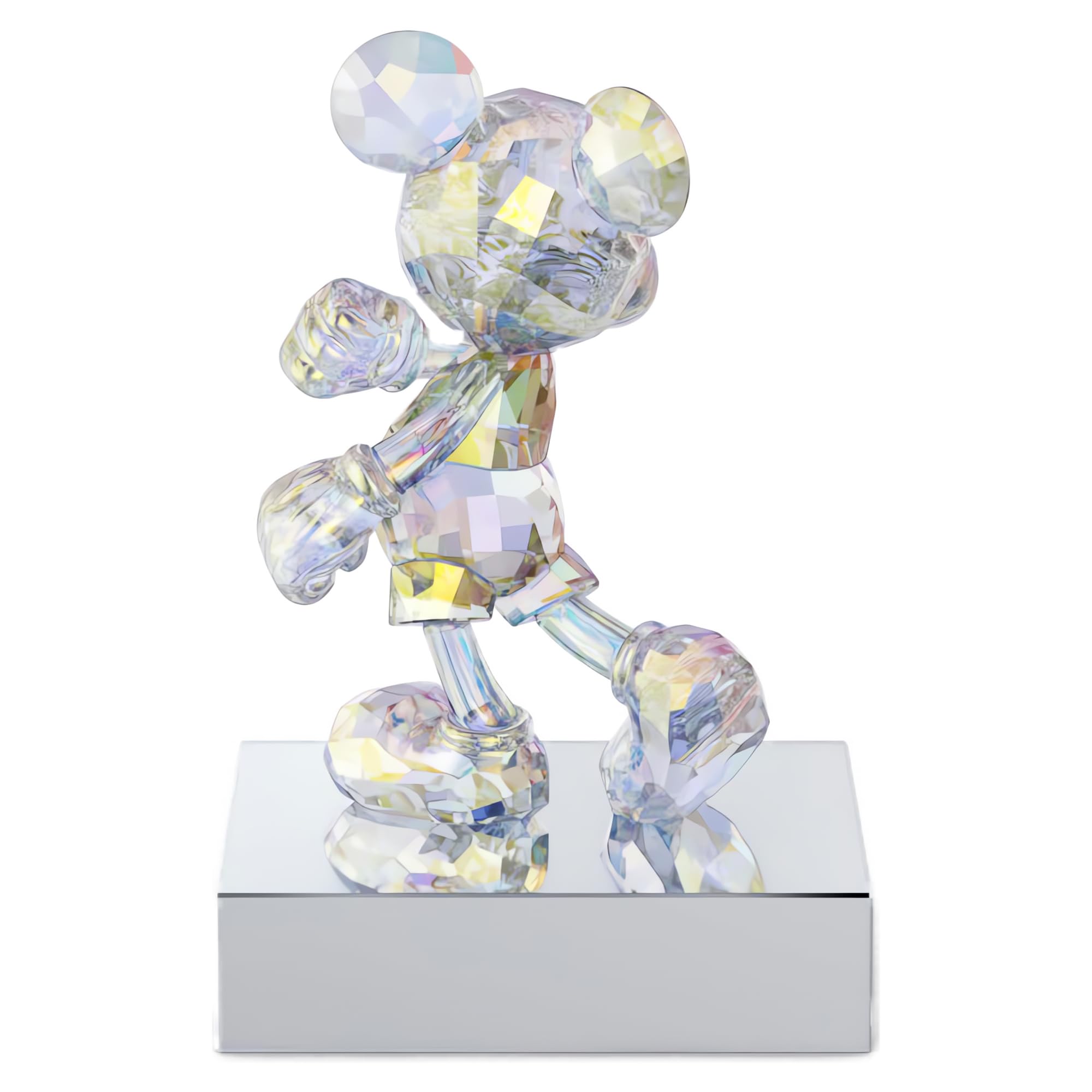 Swarovski Disney100, Figura de Mickey Mouse Decorativa de Cristales Transparentes con Efecto Aurora Borealis