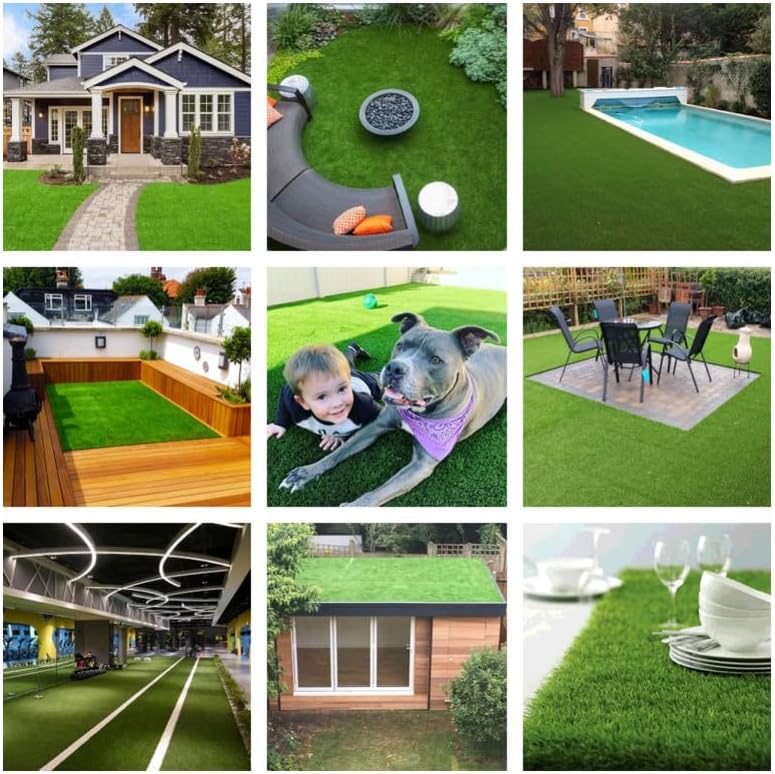 Artificial Turf Synthetic Grass Lawn Custom Size, 1x14 Ft Green Fake Grass Rug Indoor Outdoor Pet Turf, Artificial Grass for Dog Potty with Drainage Holes