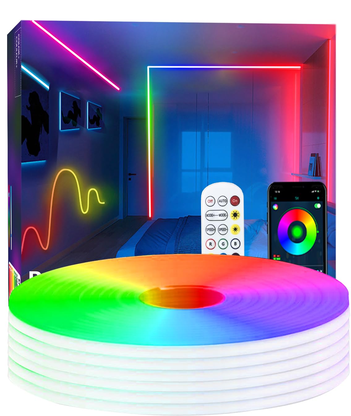 httpsmp 20M RGB+IC Neon Strip Lights, Led Streifen mit APP/Fernbedienung, Musik Sync, 24V IP65 Outdoor Wasserdichte Flexible Leiste