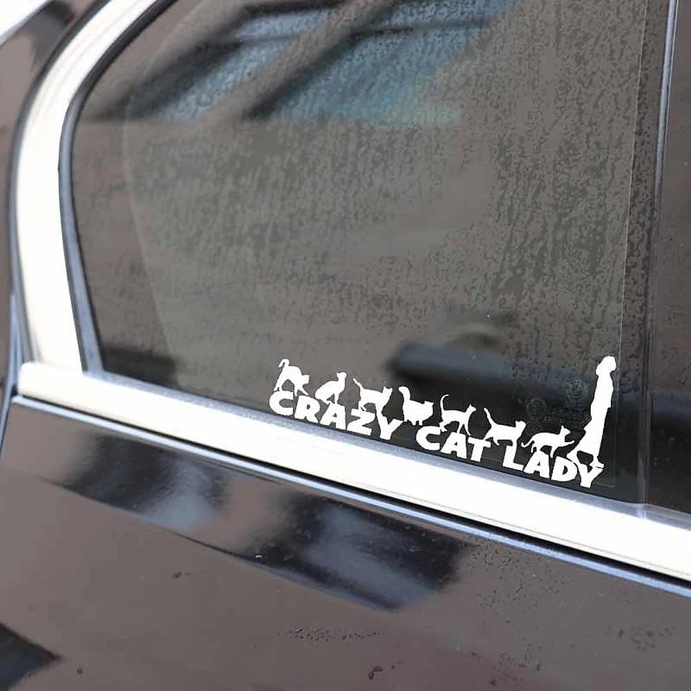 Crazy Cat Lady Decal Vinyl Sticker Funny for Car Truck Window Bumper Self Adhesive 18.6X7.4CM