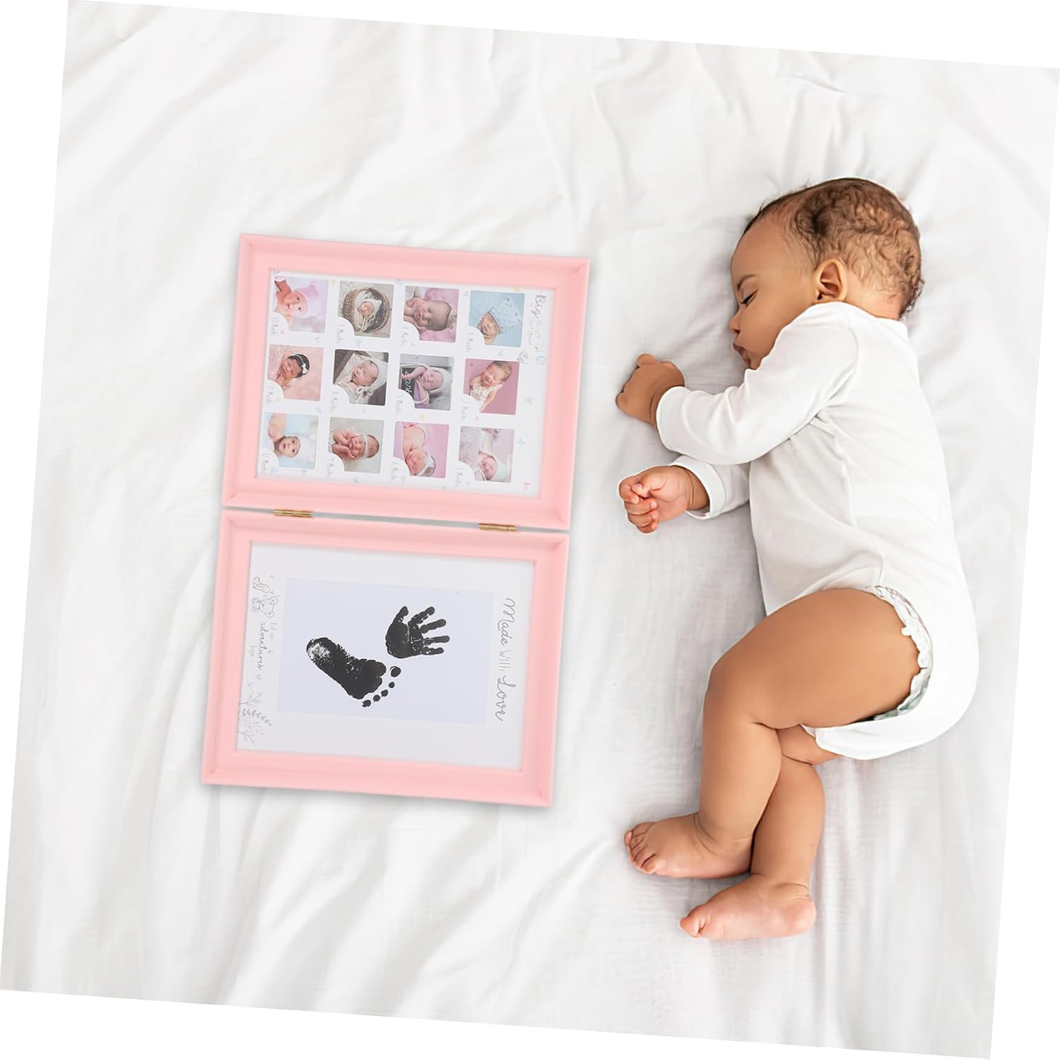 Alipis Newborn Fingerprint Footprint Frame Keepsake Photo Display Compact Design for Nursery Decor for Showers Birthdays and Special Occasions