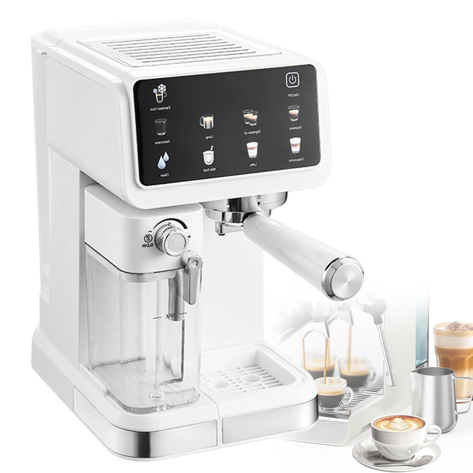 Xjleftonomie Barista Bundle Espresso Machine, 6 Preset Modes For Cappuccino & Latte, Household Semi-Automatic 20bar Coffee Maker With 0.5l Milk Frother Tank White