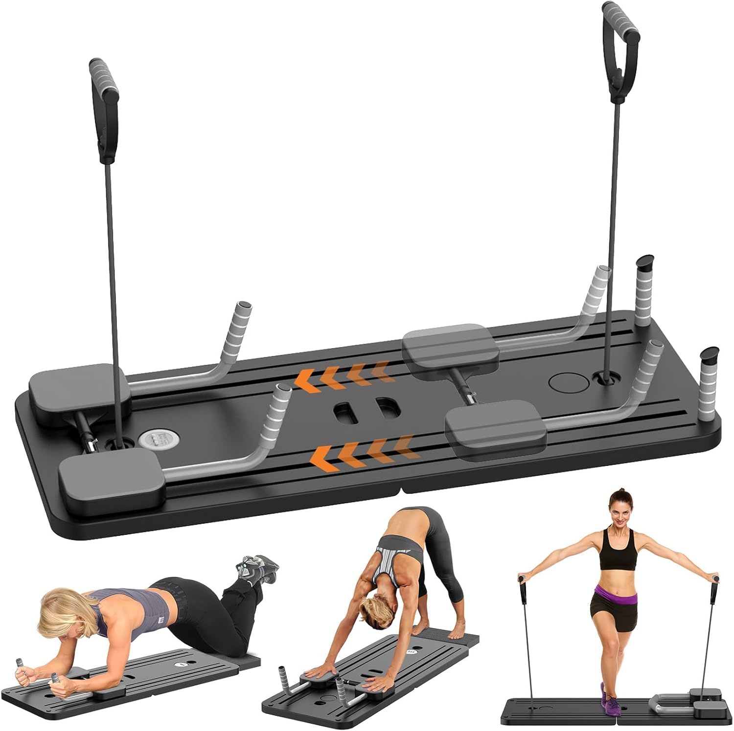 Appareil Pilates Réformateur 5-en-1 avec Compteur LED – Rouleau à Rebond Automatique et Planche d’Exercice Multifonction pour Entraînement à Domicile