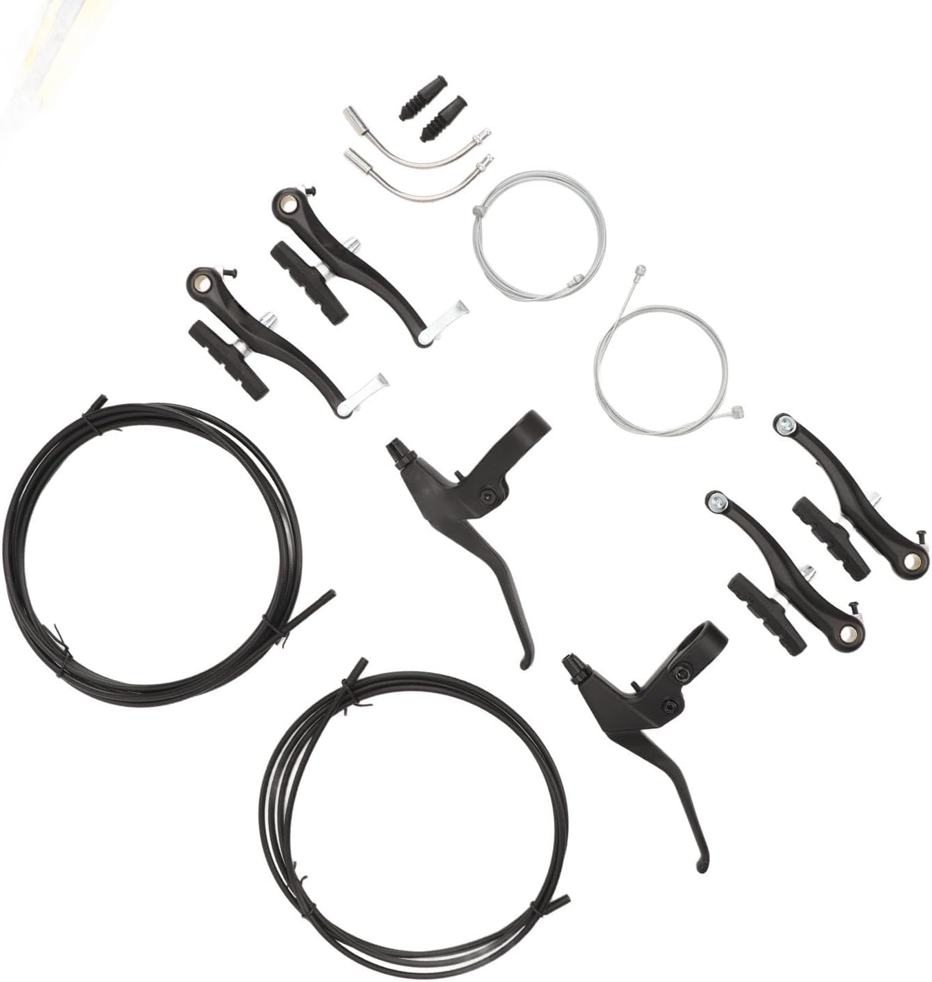 V Type Bike Brake Set, Complete V Brakes Kit with Aluminum Brake Levers and Cables, Sensitive Front Rear Brake Replacement for Mountain Bike BMX Hybrid Bikes, All Weather Durab