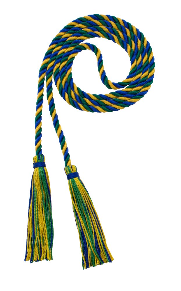 Tassel Depot Graduation Honor Cord - Royal/Dark Green/Gold - Every School Color Available - Made In Usa