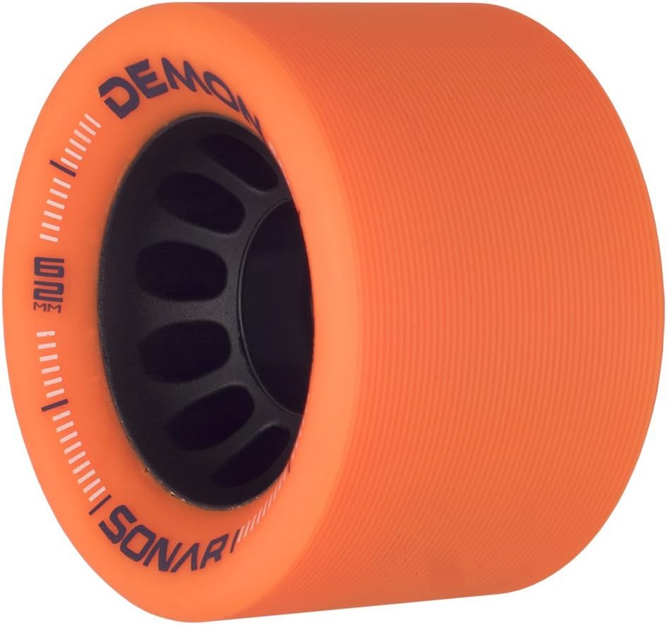 Sonar Wheels - Demon EDM - Roller Skate Wheels - 4 Pack of 43mm x 62mm Wheels | Orange 95A