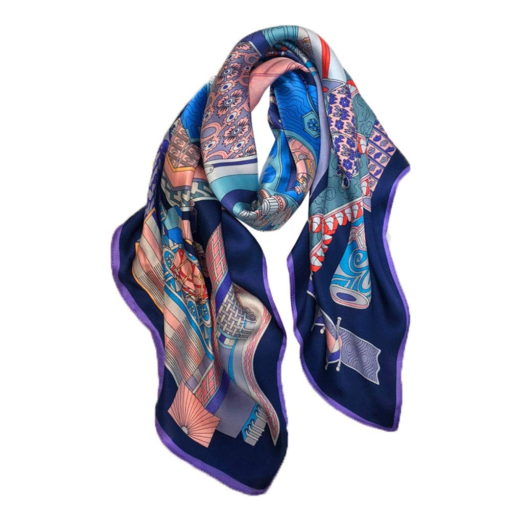 ZTCHSENZT Silk Scarf Female and Winter European and American Style Pattern Silk Small Square Scarf Shawl