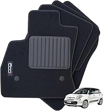 Car Mats for Fiat 500L (2012-2017) with Embroidered Logo, High Quality Carpet, 2 Safety Pins