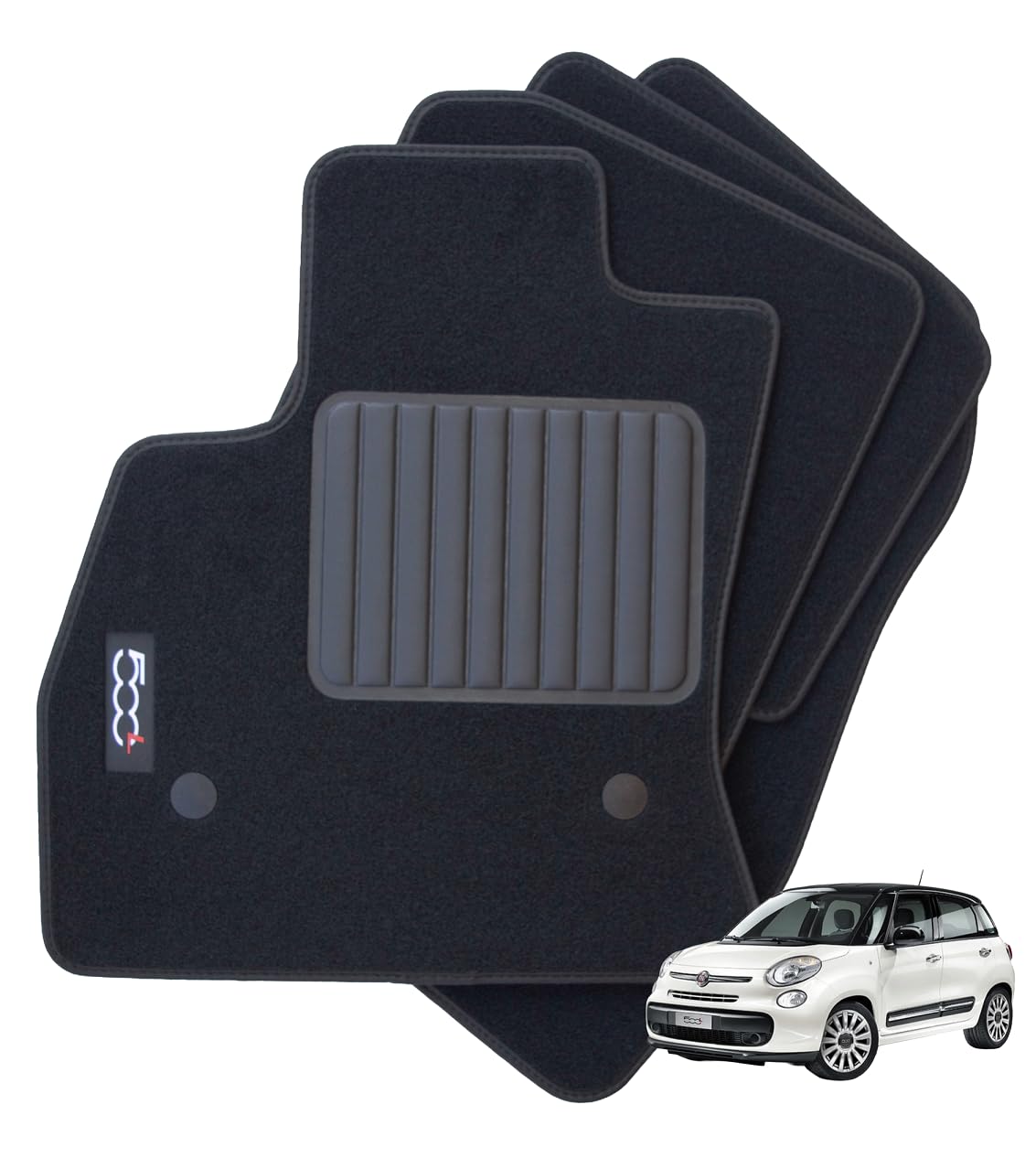 Tappetino Auto Lato Guida Per Fiat 500L (2012-2017) | Su Misura In Moquette Made In Italy - 3
